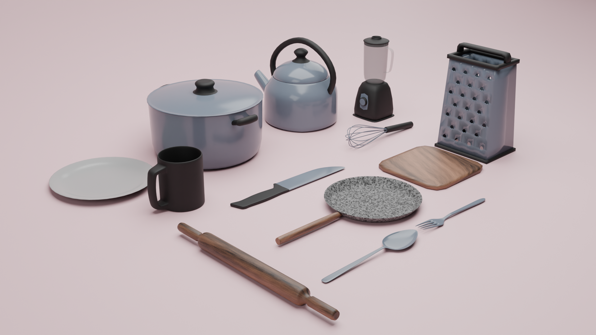 Kitchen props render front view